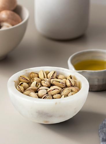 Serene Spaces Living 5 Inch White Marble Serving Bowl