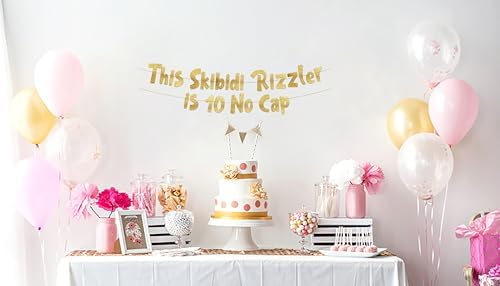 10 No Cap Gold Glitter Banner for 10th Birthday