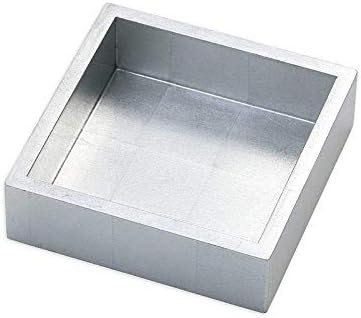 Caspari Lacquer Cocktail Napkin Holder in Silver - 1 Each 1