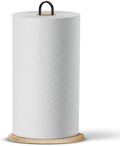 Bambsi Paper Towel Holder - Black Wooden Stand