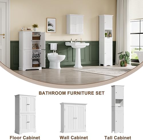 ChooChoo Bathroom Wall Cabinet with 2 Doors and Adjustable Shelves