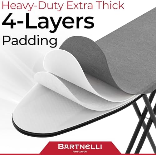 Bartnelli Ironing Board with 4 Layered Cover Height Adjustable Up to 36 Inches