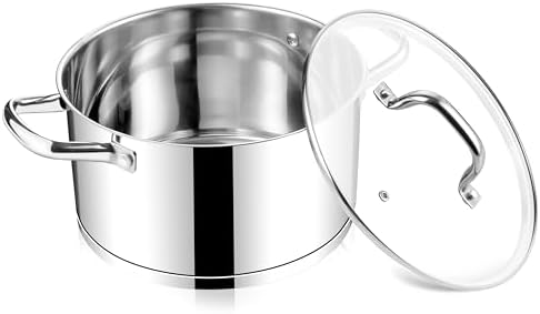 E-far 6 Quart Stock Pot with Lid Stainless Steel