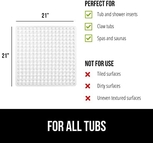 Gorilla Grip Patented Square Shower Mat 21x21 Inch