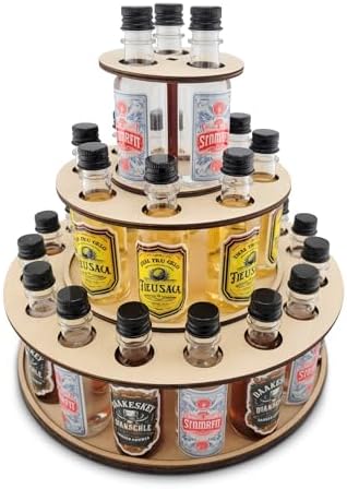 Shot Cake Party Centerpiece Display Three Tier Natural Wood