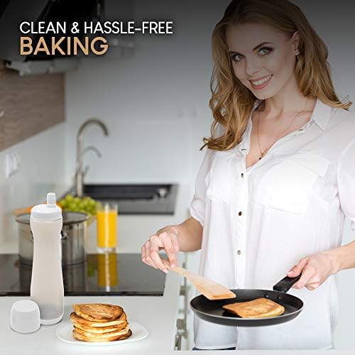 EXULTIMATE Pancake Batter Dispenser Pen 3 Cups Drip Proof Silicone Nozzle