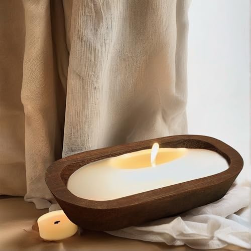 Royxen 4 Pack Wooden Dough Bowl Set Brown Rustic