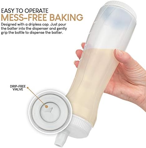 EXULTIMATE Pancake Batter Dispenser Pen 3 Cups Drip Proof Silicone Nozzle