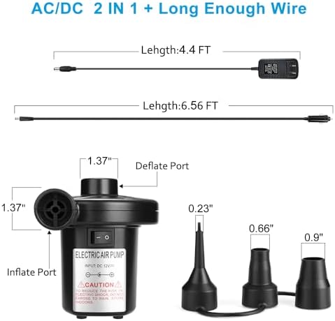 AGPTEK Electric Air Pump with 3 Nozzles