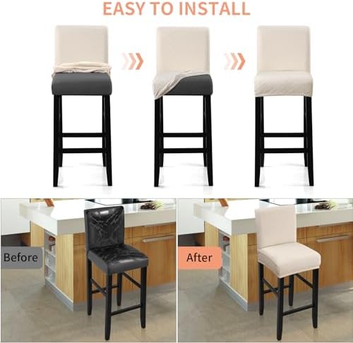 Fuloon Waterproof Bar Stool Covers 4PCS Beige
