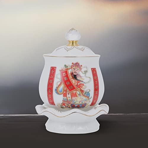 VOSAREA Buddhist Water Offering Cup Ceramic Bowl for Meditation Supplies