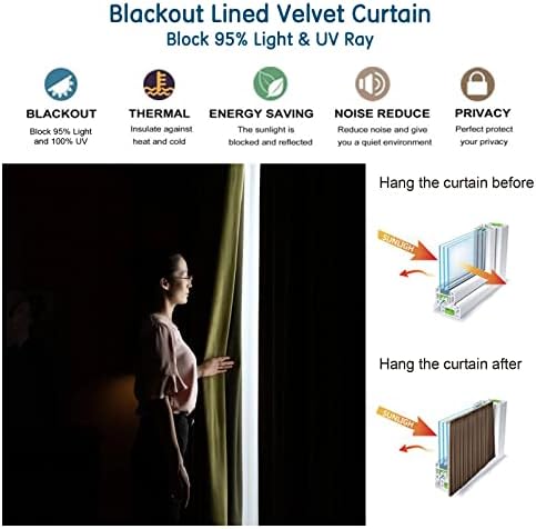 LETAU Pinch Pleated Blackout Curtains 52x84 Set of 2