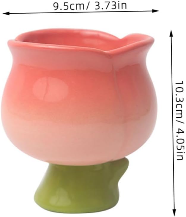 Elegant Tulip Ceramic Ice Cream Cup Multifunctional Mug