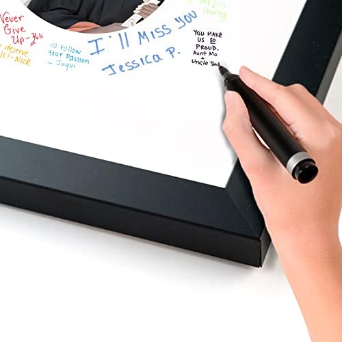 20x20 Square Black Signature Picture Frame with White Heart Mat
