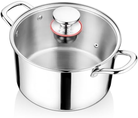 6 Quart Stockpot with Lid Tri-Ply Induction 1810 Stainless Steel