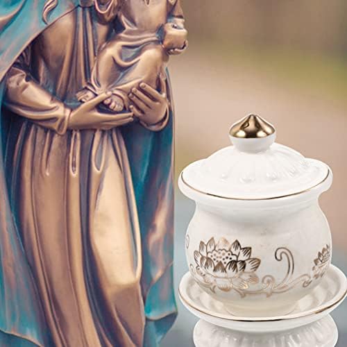 HOMSFOU Ceramic Lotus Water Offering Cups 2pcs