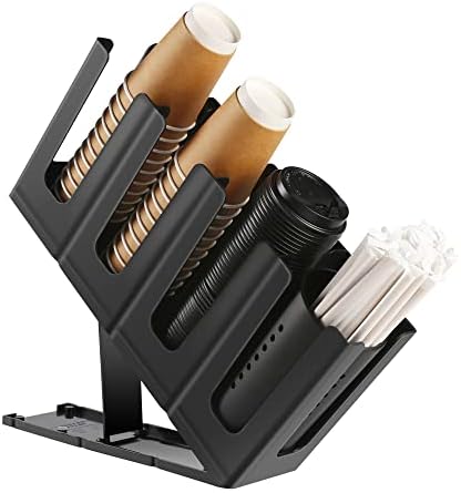 Cairondin Paper Cup and Lid Holder with Straw Organizer Black