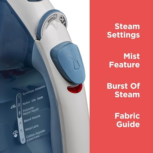 BLACKDECKER Compact Iron with Steam Auto Shutoff Nonstick Plate 1200 Watts