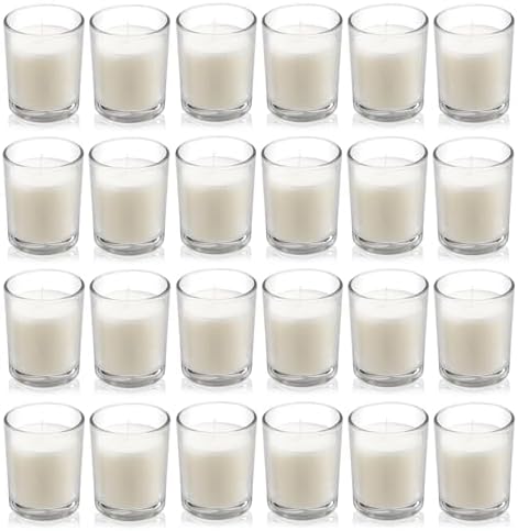 Housecret 24 Pack Warm White Clear Glass Votive Candles