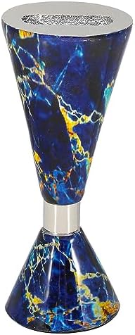 Elegant Havdalah Set with Nickel Plated Blue Marble Decal