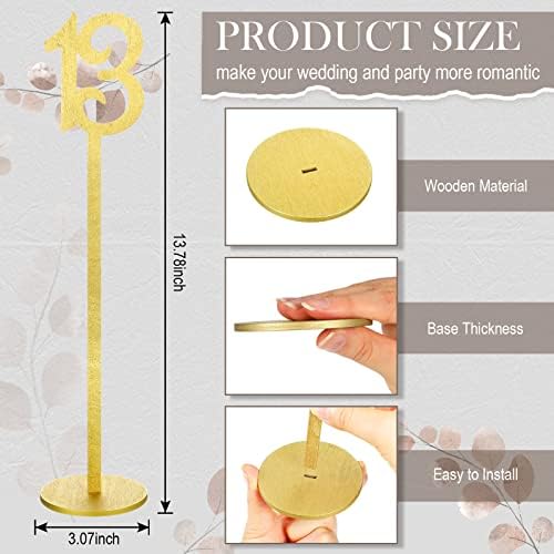 20 Pcs Wood Wedding Table Numbers 1-20 with Holder Base