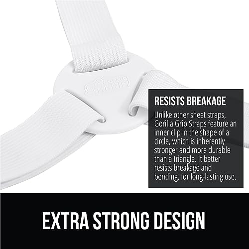 Gorilla Grip Sheet Straps with Metal Clips 4 Pack White