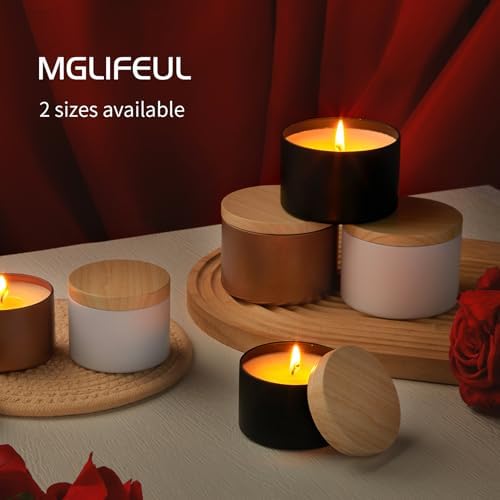 Sturdy Metal Candle Tins with Wooden Lids 4oz 8oz 12pcs Black