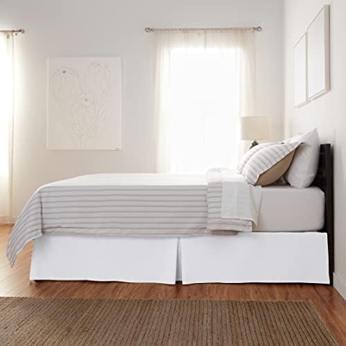Amazon Basics Lightweight Pleated Bed Skirt Queen Bright White