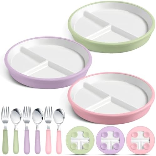 Teenyyou 3 Pack 8 Toddler Plates Feeding Set