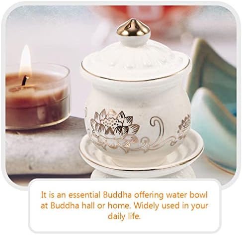 HOMSFOU Ceramic Lotus Water Offering Cups 2pcs
