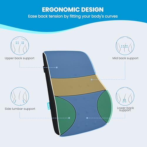 QUTOOL Lumbar Support Pillow for Office Chair and Car Seat