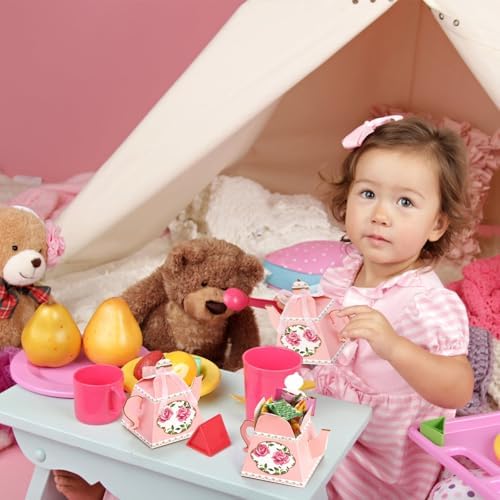Eorbow 50 Pack Teapot Candy Boxes with Ribbons