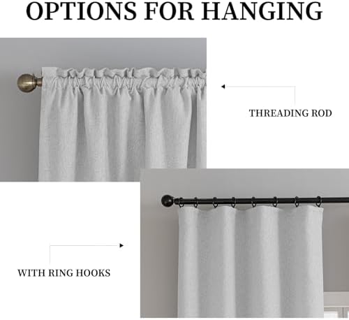 100 Linen Blackout Curtains 2 Panels Set 96 Inch Long