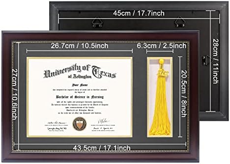 GraduationMall 11x17 Mahogany Diploma Frame with Tassel Holder