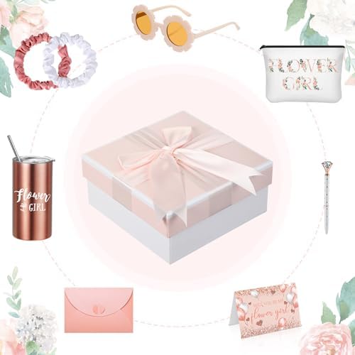 Sieral 9 Pcs Flower Girl Wedding Gift Set Pink Retro