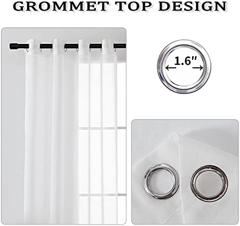 HUTO 95 Sheer Curtains White Grommet Drapes for Bedroom Living Room