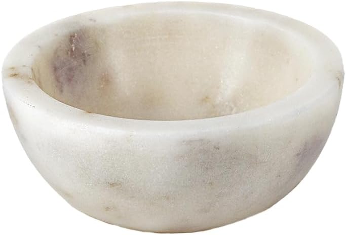 Serene Spaces Living 5 Inch White Marble Serving Bowl