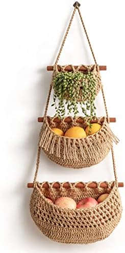 Horpait Hanging Fruit Basket 3 Tier Organizer