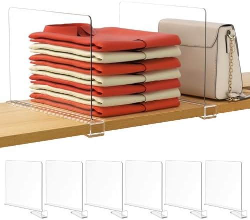 HBlife 6-Pack Shelf Dividers for Closet and Bookshelf Organization