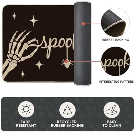 Artoid Mode Spooky Skeleton Spider Bone Kitchen Mats Set of 2 Black