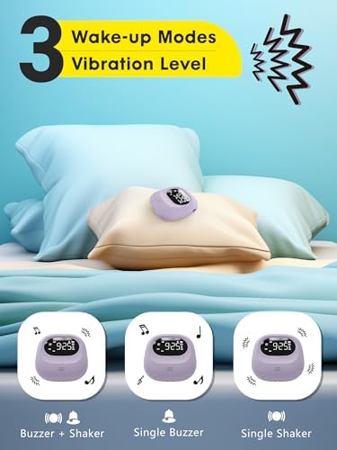 Vibrating Alarm Clock with Dual Alarms and Week Display