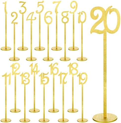 20 Pcs Wood Wedding Table Numbers 1-20 with Holder Base