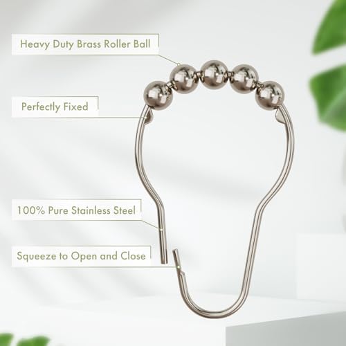 Amazer Decorative Stainless Steel Shower Curtain Hooks Set of 12
