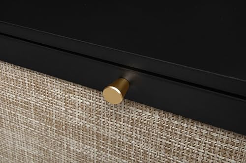 zehuoge rattan shoe cabinet with 3 flip drawers black