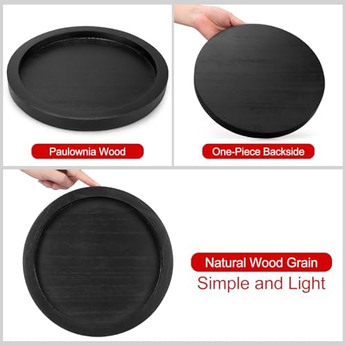 Ayiaren Round Wooden Serving Tray Coffee Table Ottoman Decor