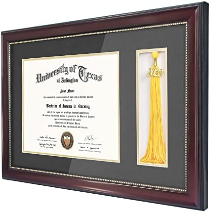 GraduationMall 11x17 Mahogany Diploma Frame with Tassel Holder
