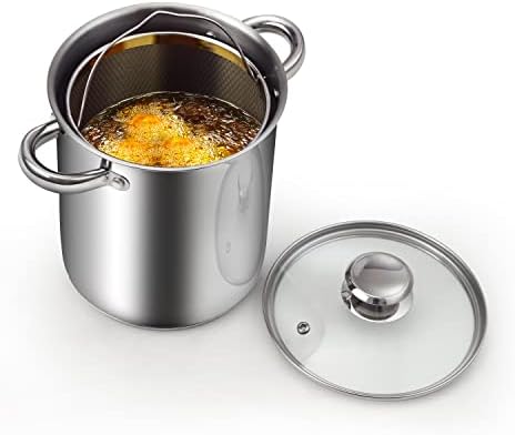 Cook N Home 304 Stainless Steel Deep Fryer Pot with Drip Drainer