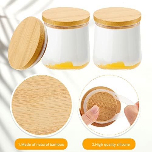 Sawysine Reusable Bamboo Yogurt Jar Lids Set 4 Pack
