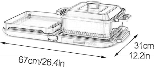 Electric Indoor Grill Hot Pot with 2100W Power and 4 Heat Levels