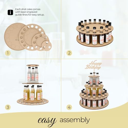 Shot Cake Party Centerpiece Display Three Tier Natural Wood